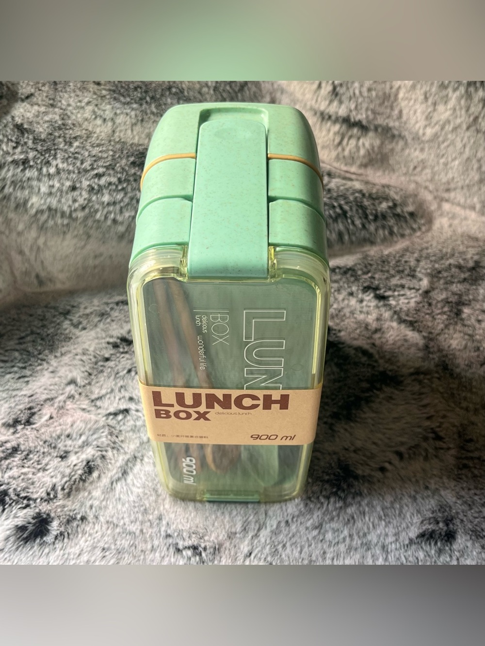 New Ice Green Stackable 900ml Lunch Box with Spoon Portable 3 Layer Bento - Picture 6 of 12